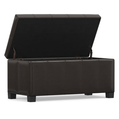Tanners Brown Vegan Leather | Dover Storage Ottoman in Vegan Leather