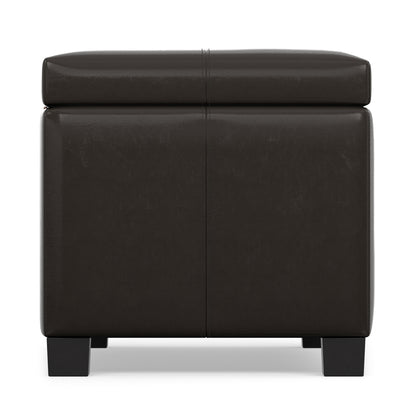 Tanners Brown Vegan Leather | Dover Storage Ottoman in Vegan Leather
