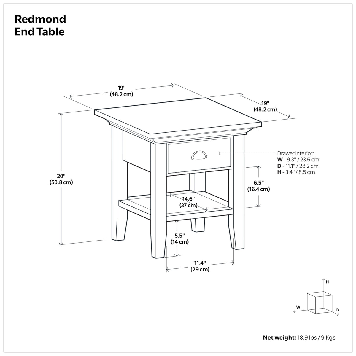 Rustic Natural Aged Brown | Redmond End Table