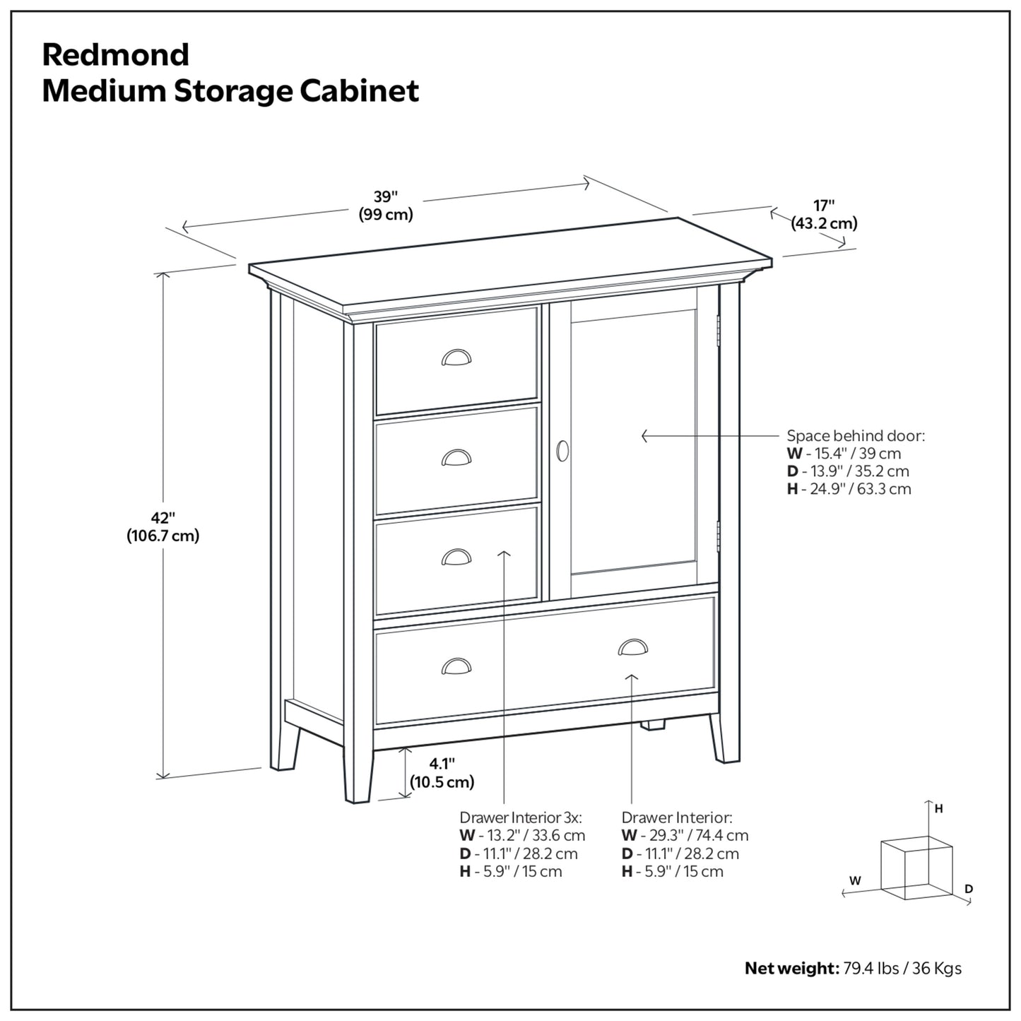 Rustic Natural Aged Brown | Redmond Medium Storage Cabinet