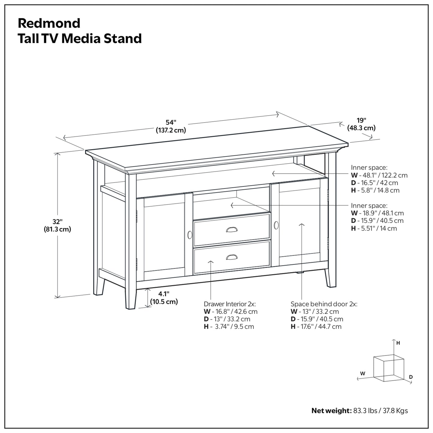 Rustic Natural Aged Brown | Redmond Tall TV Stand