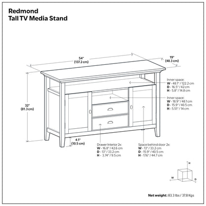 Rustic Natural Aged Brown | Redmond Tall TV Stand