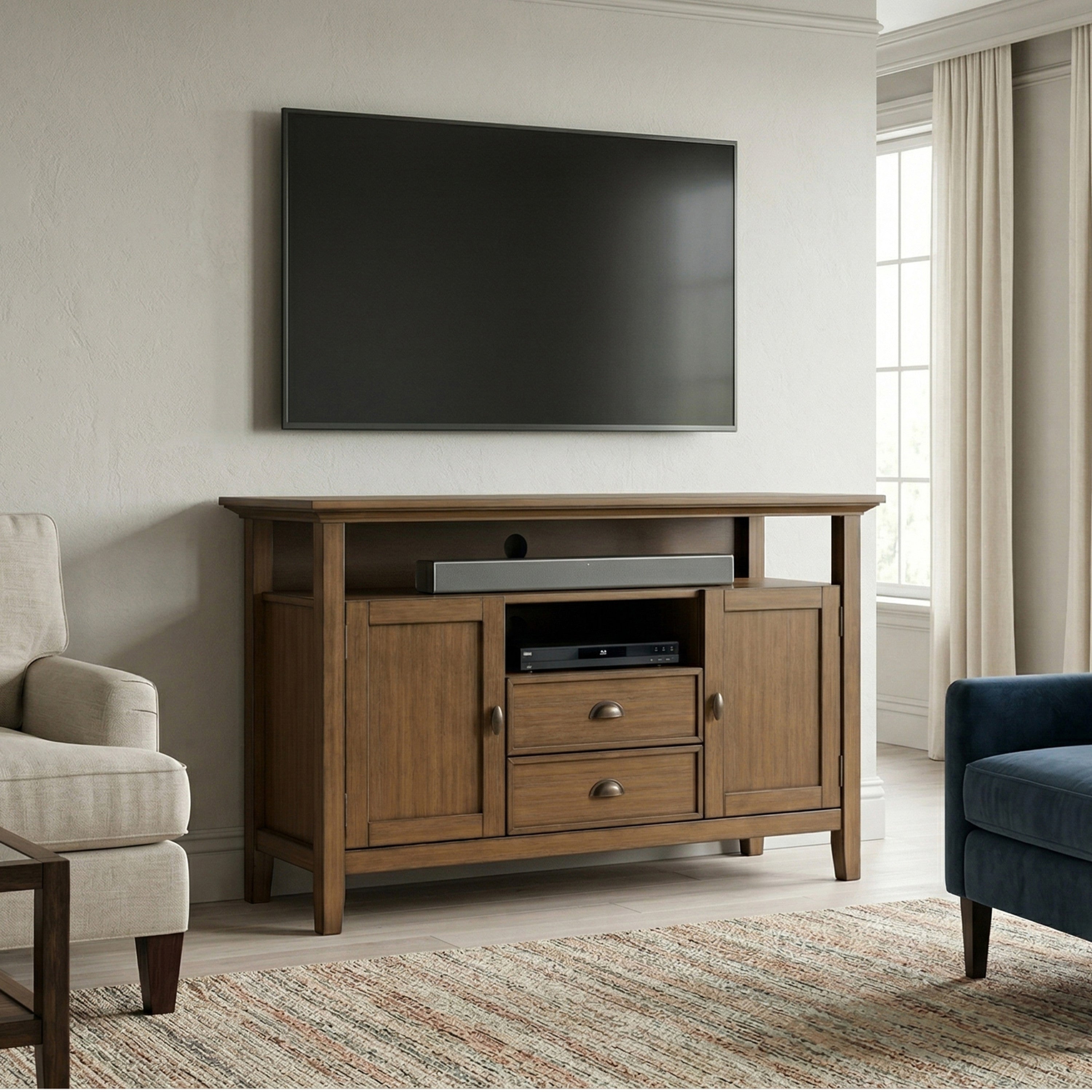Tall TV Stand Solid Wood | Redmond Tall TV Media Stand – Simpli Home