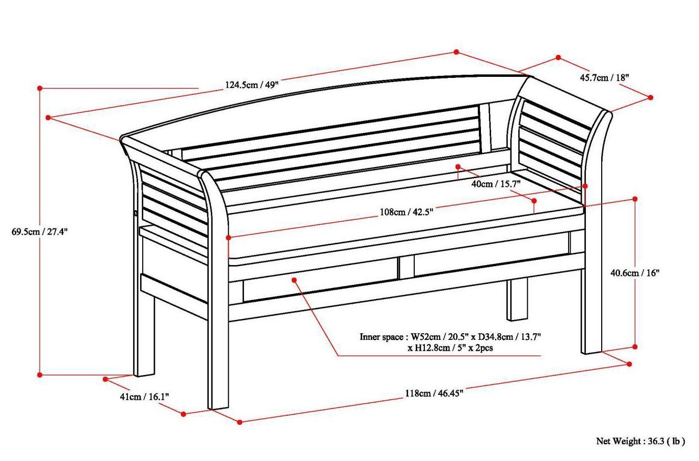 Medium Rustic Brown | Arlington Entryway Bench