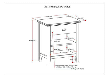 Rustic Natural Aged Brown | Artisan Bedside Table 