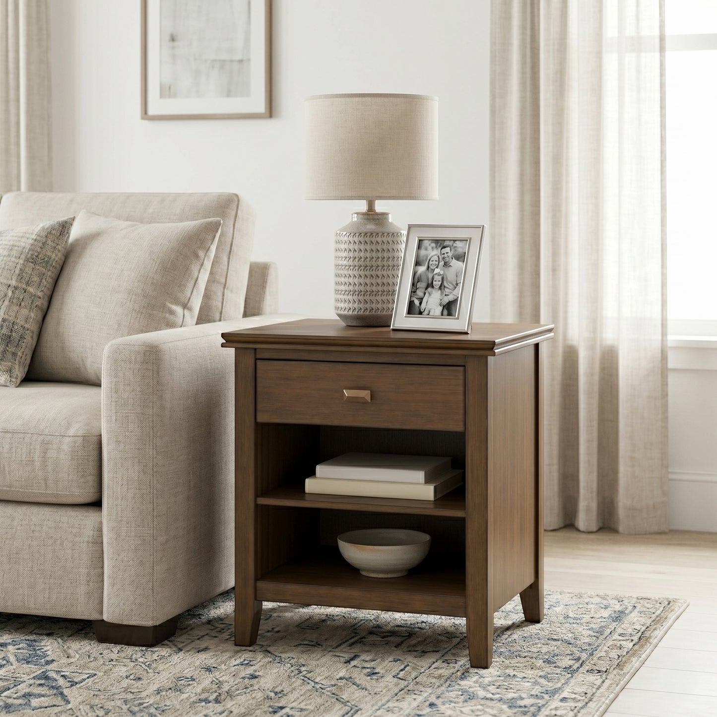 Rustic Natural Aged Brown | Artisan Bedside Table 