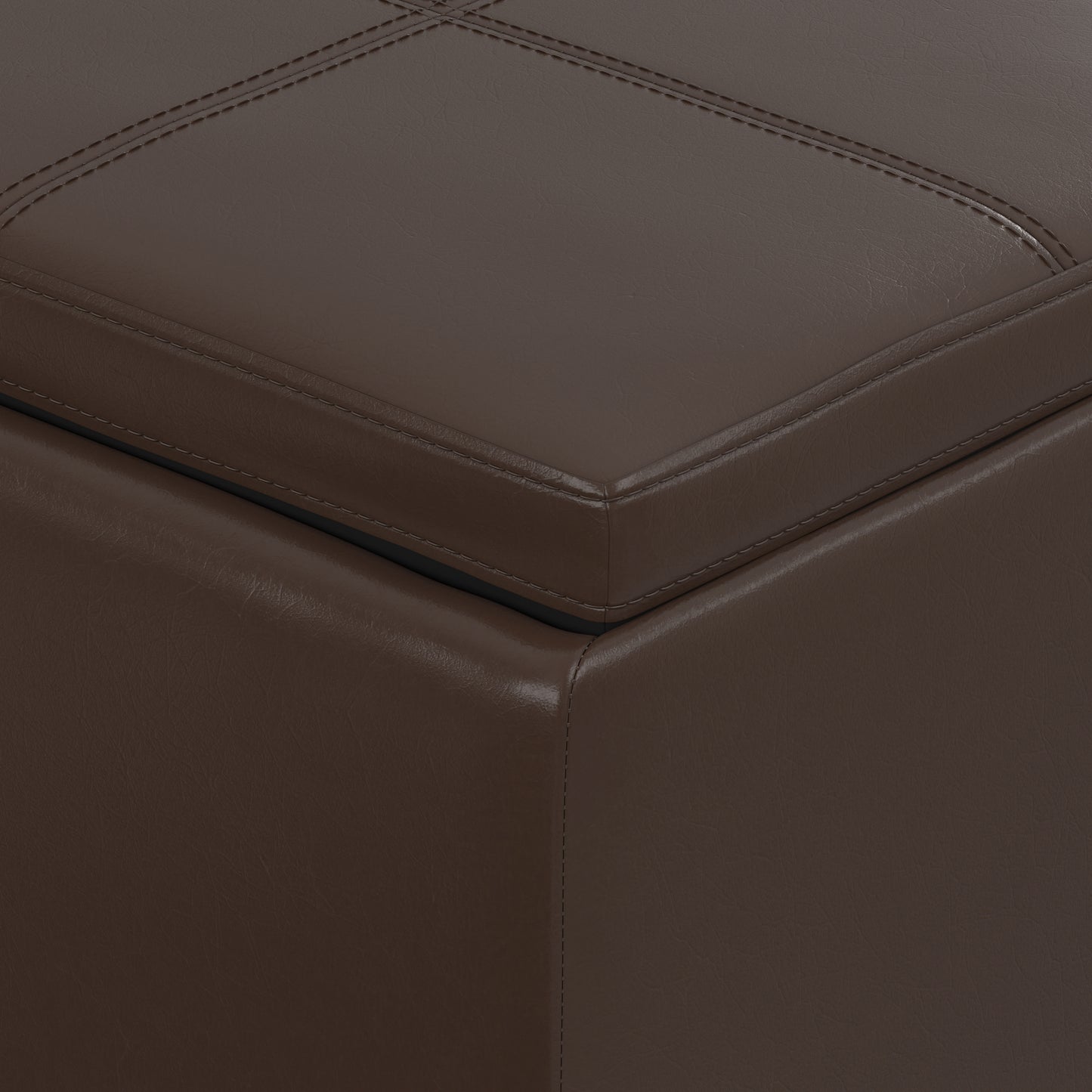 Chocolate Brown Vegan Leather | Avalon 3 Trays Ottoman in Vegan Leather