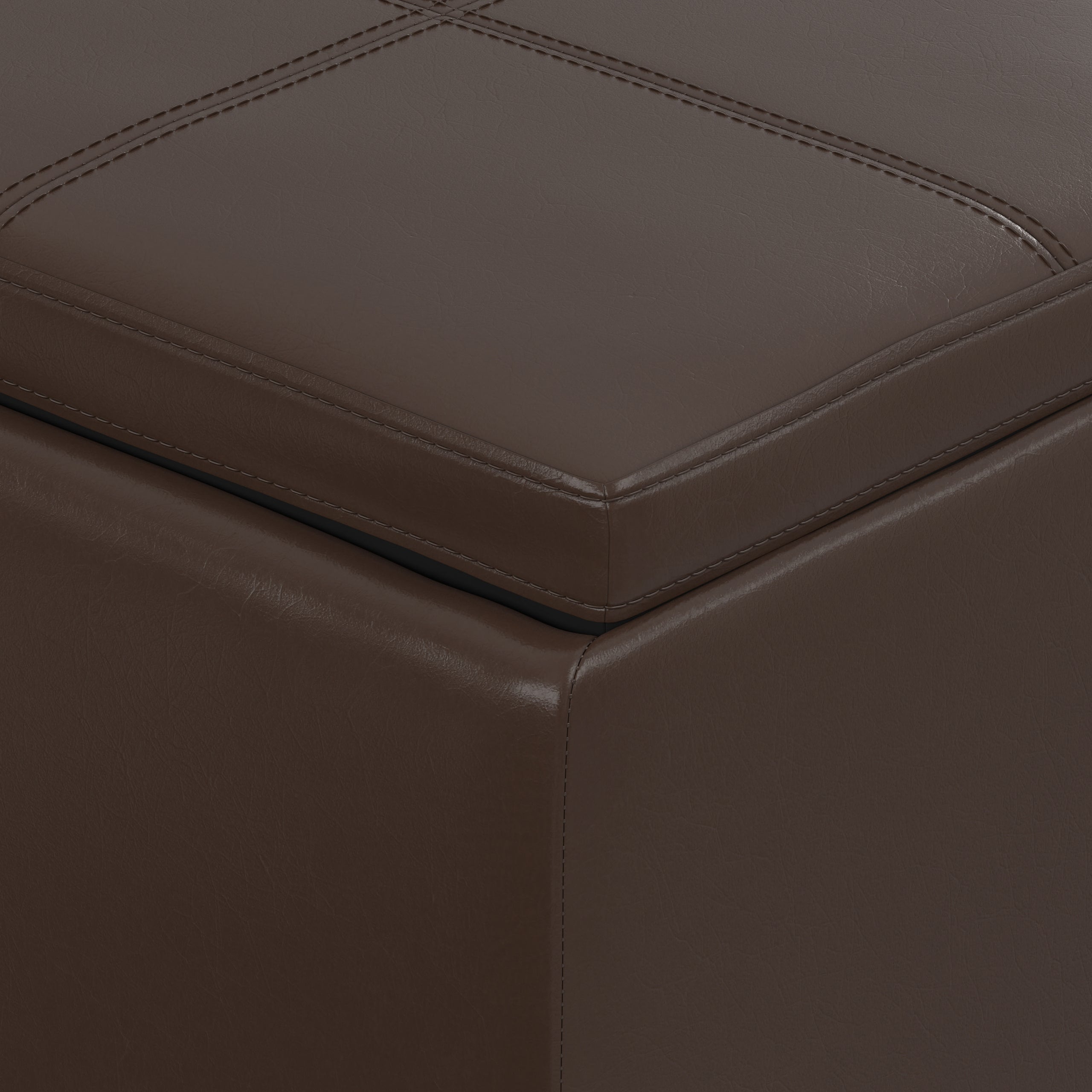 Chocolate Brown Vegan Leather | Avalon 3 Trays Ottoman in Vegan Leather