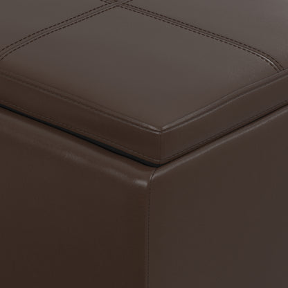 Chocolate Brown Vegan Leather | Avalon 3 Trays Ottoman in Vegan Leather