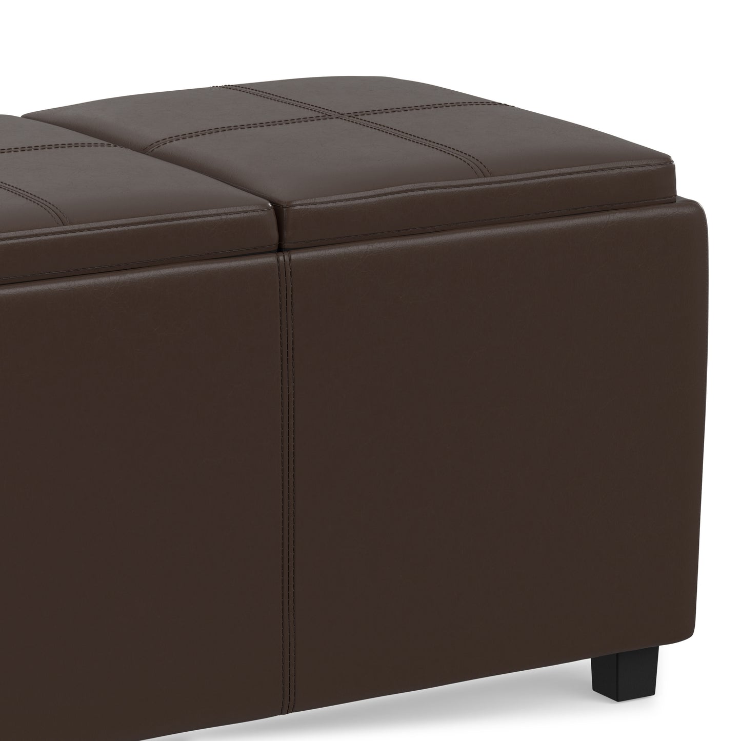 Chocolate Brown Vegan Leather | Avalon 3 Trays Ottoman in Vegan Leather