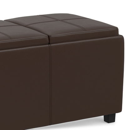 Chocolate Brown Vegan Leather | Avalon 3 Trays Ottoman in Vegan Leather
