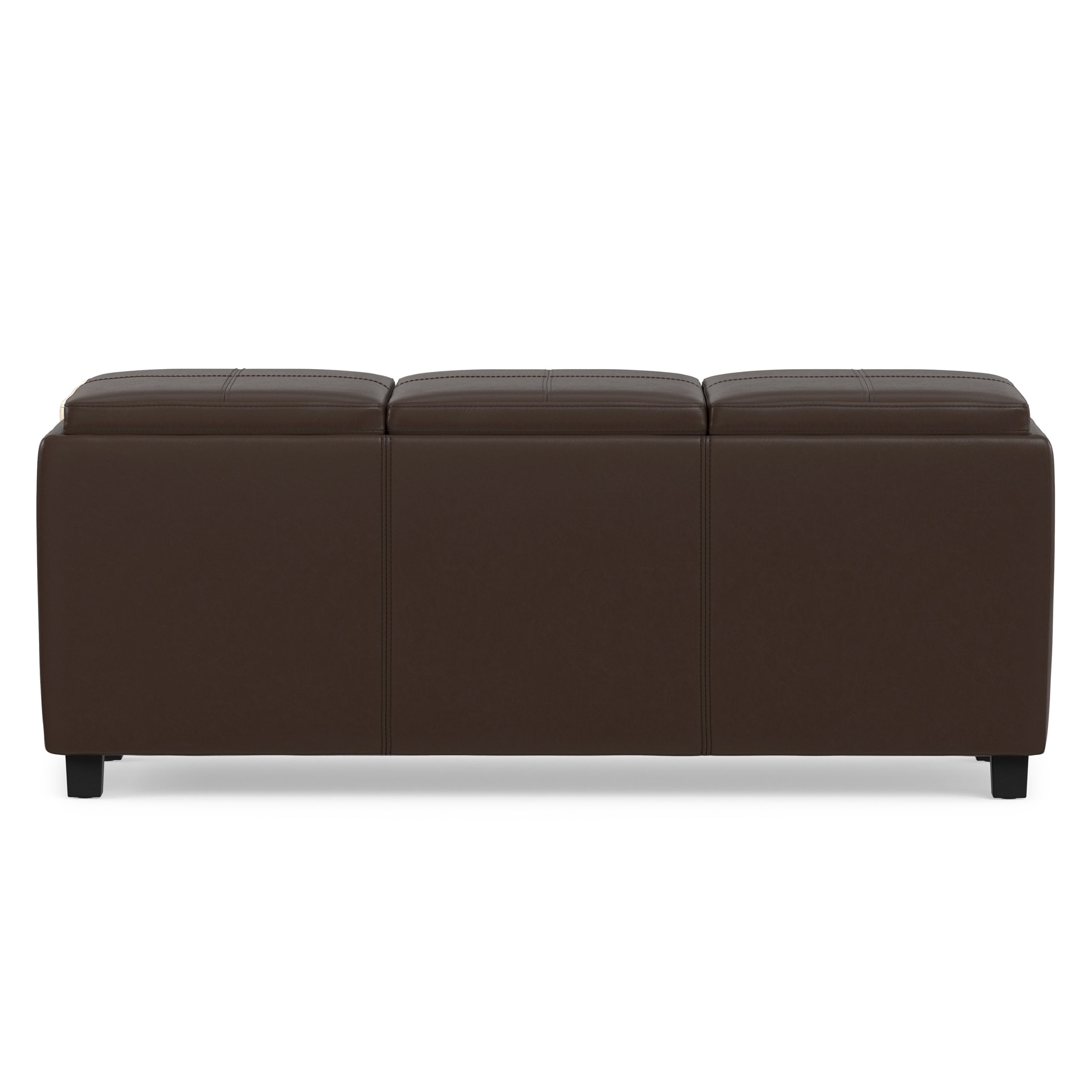Chocolate Brown Vegan Leather | Avalon 3 Trays Ottoman in Vegan Leather