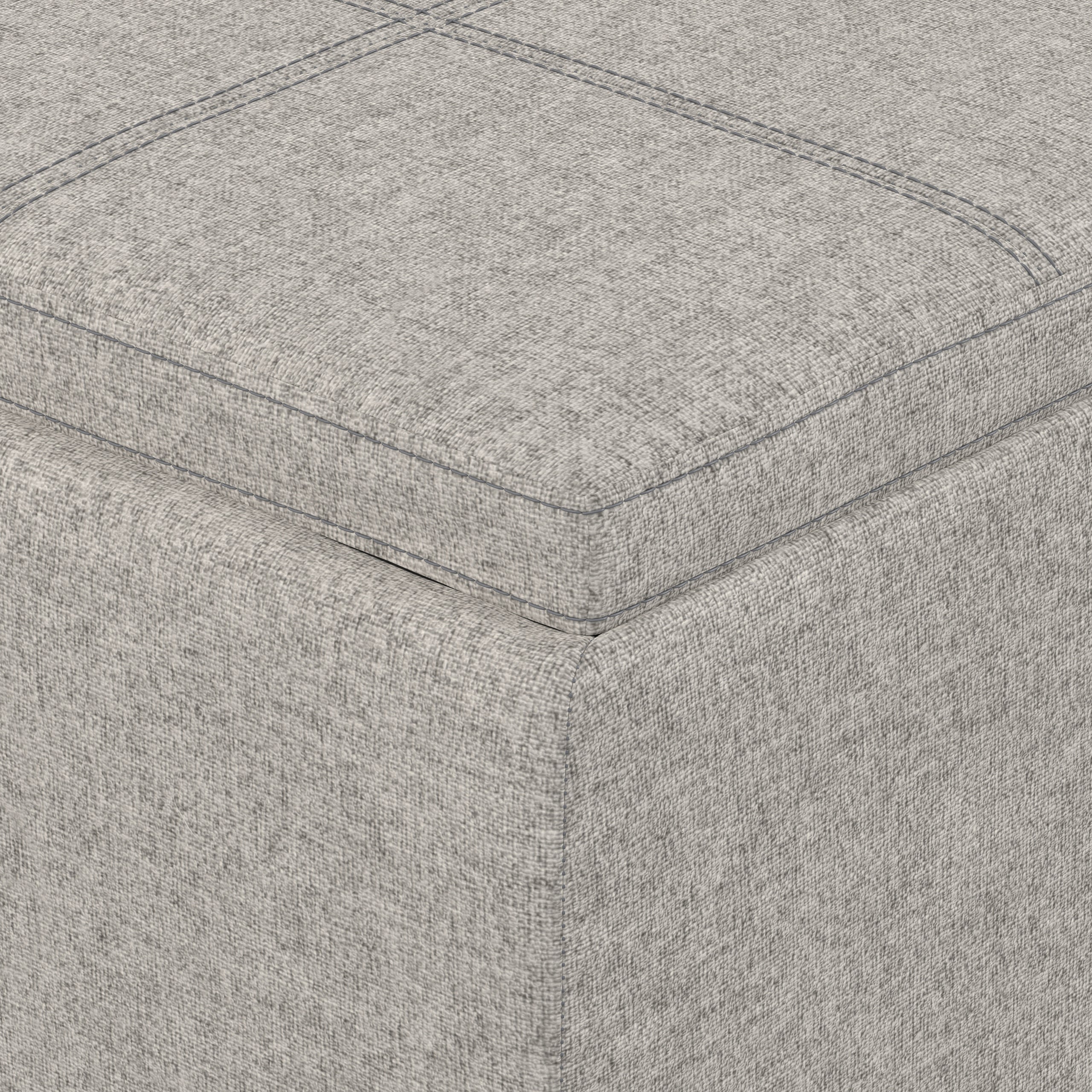 Cloud Grey Linen Style Fabric | Avalon 3 Trays Ottoman in Linen