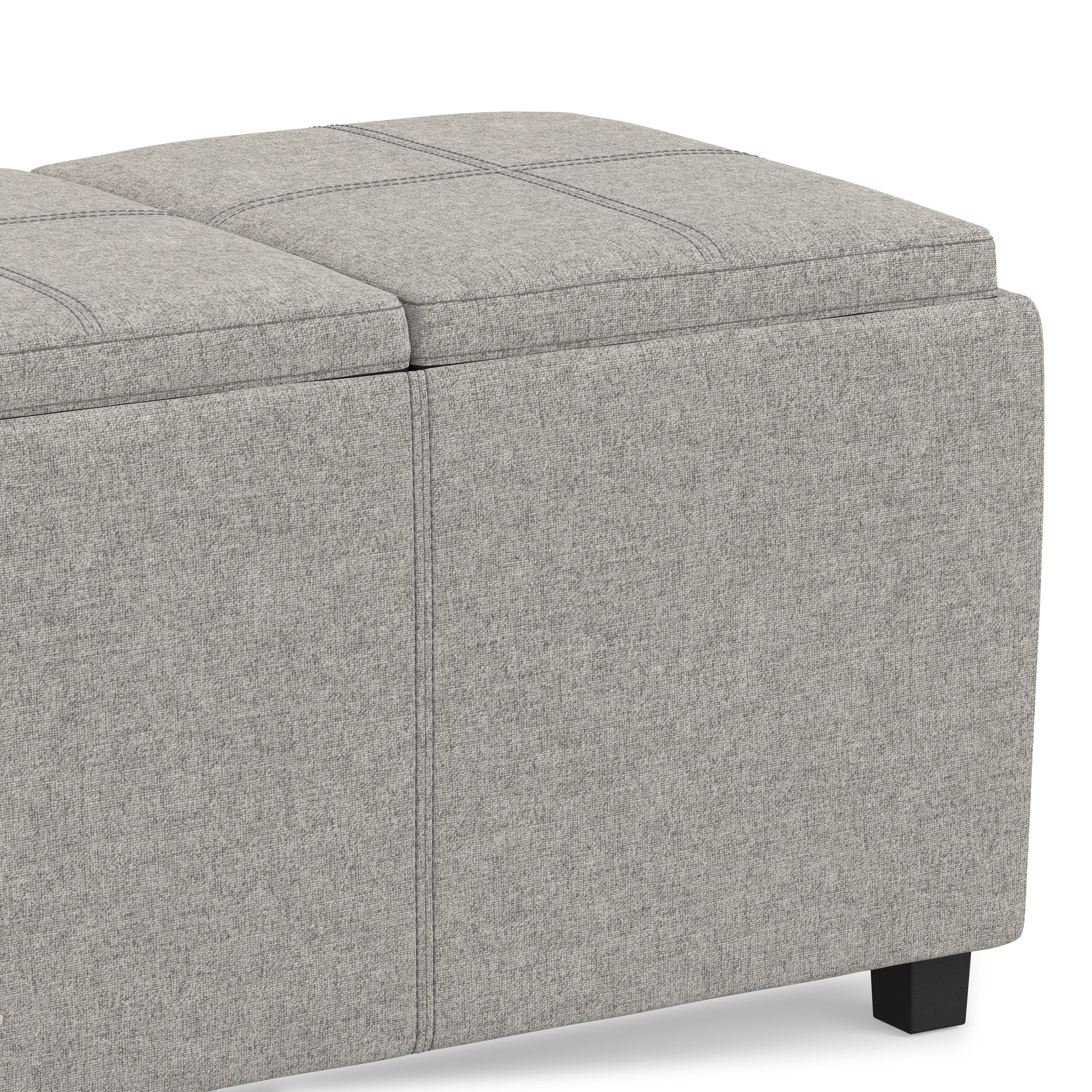 Cloud Grey Linen Style Fabric | Avalon 3 Trays Ottoman in Linen