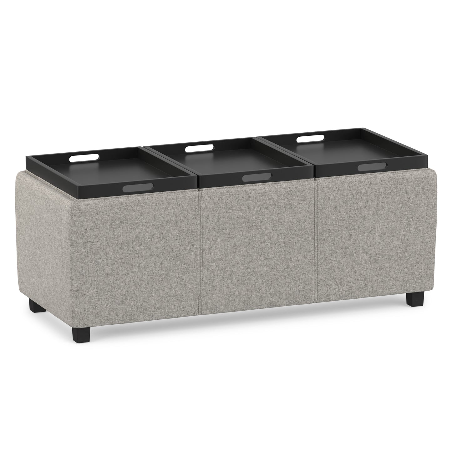 Cloud Grey Linen Style Fabric | Avalon 3 Trays Ottoman in Linen