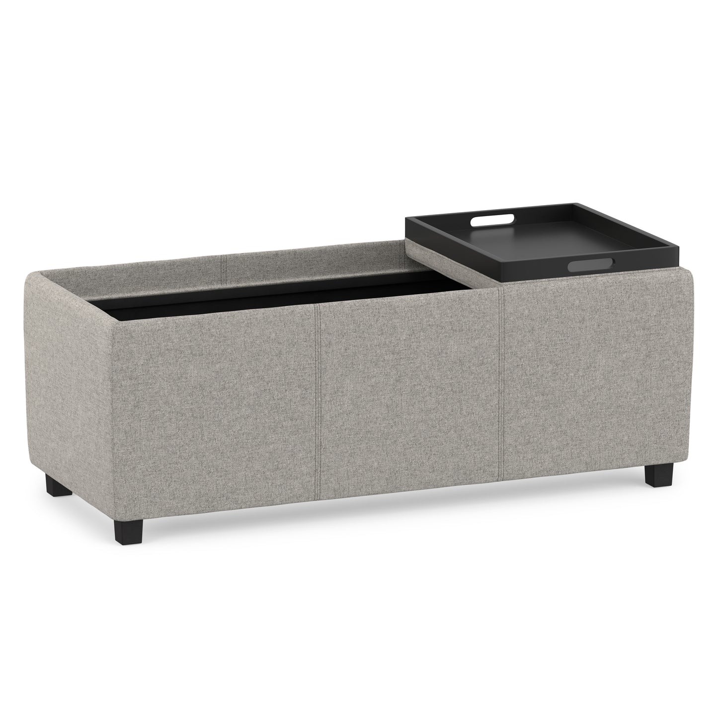 Cloud Grey Linen Style Fabric | Avalon 3 Trays Ottoman in Linen