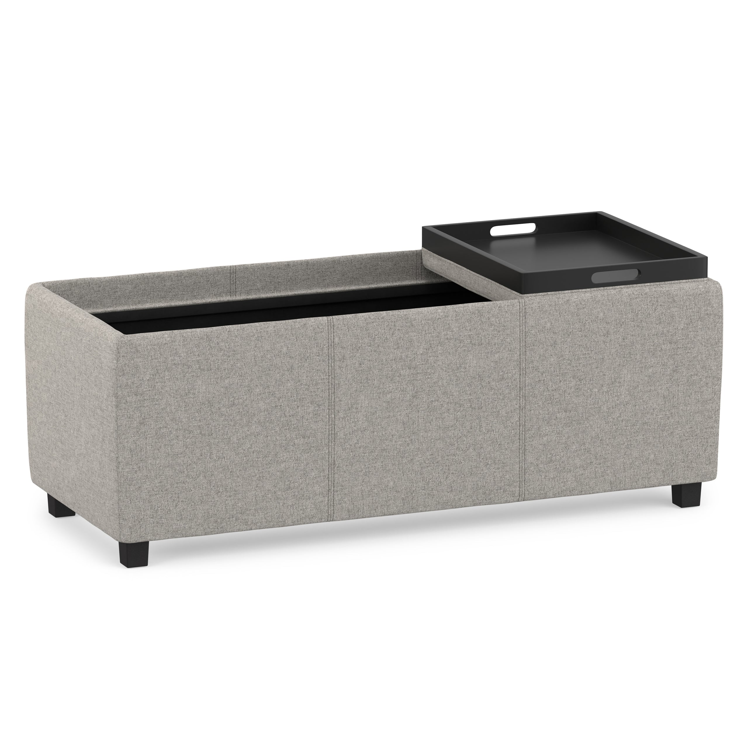 Cloud Grey Linen Style Fabric | Avalon 3 Trays Ottoman in Linen