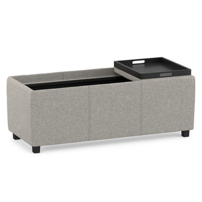 Cloud Grey Linen Style Fabric | Avalon 3 Trays Ottoman in Linen