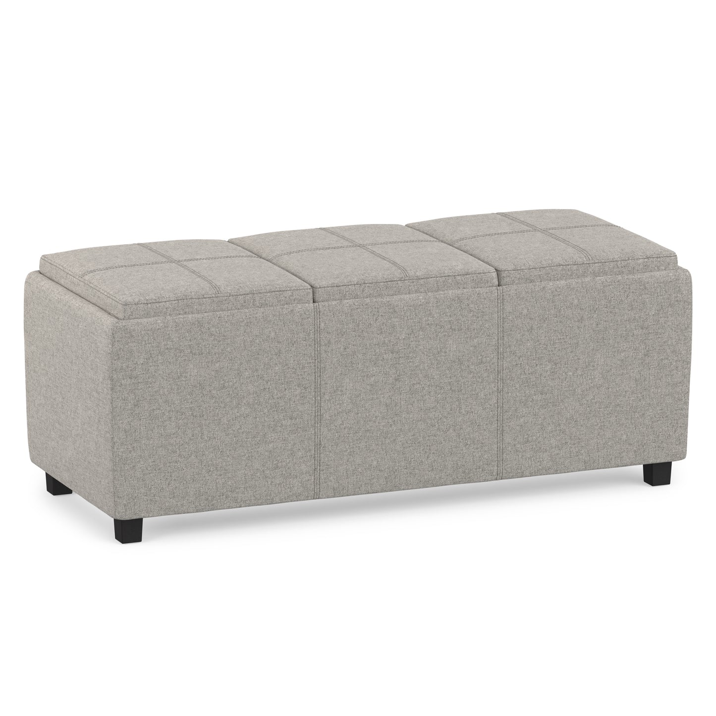Cloud Grey Linen Style Fabric | Avalon 3 Trays Ottoman in Linen