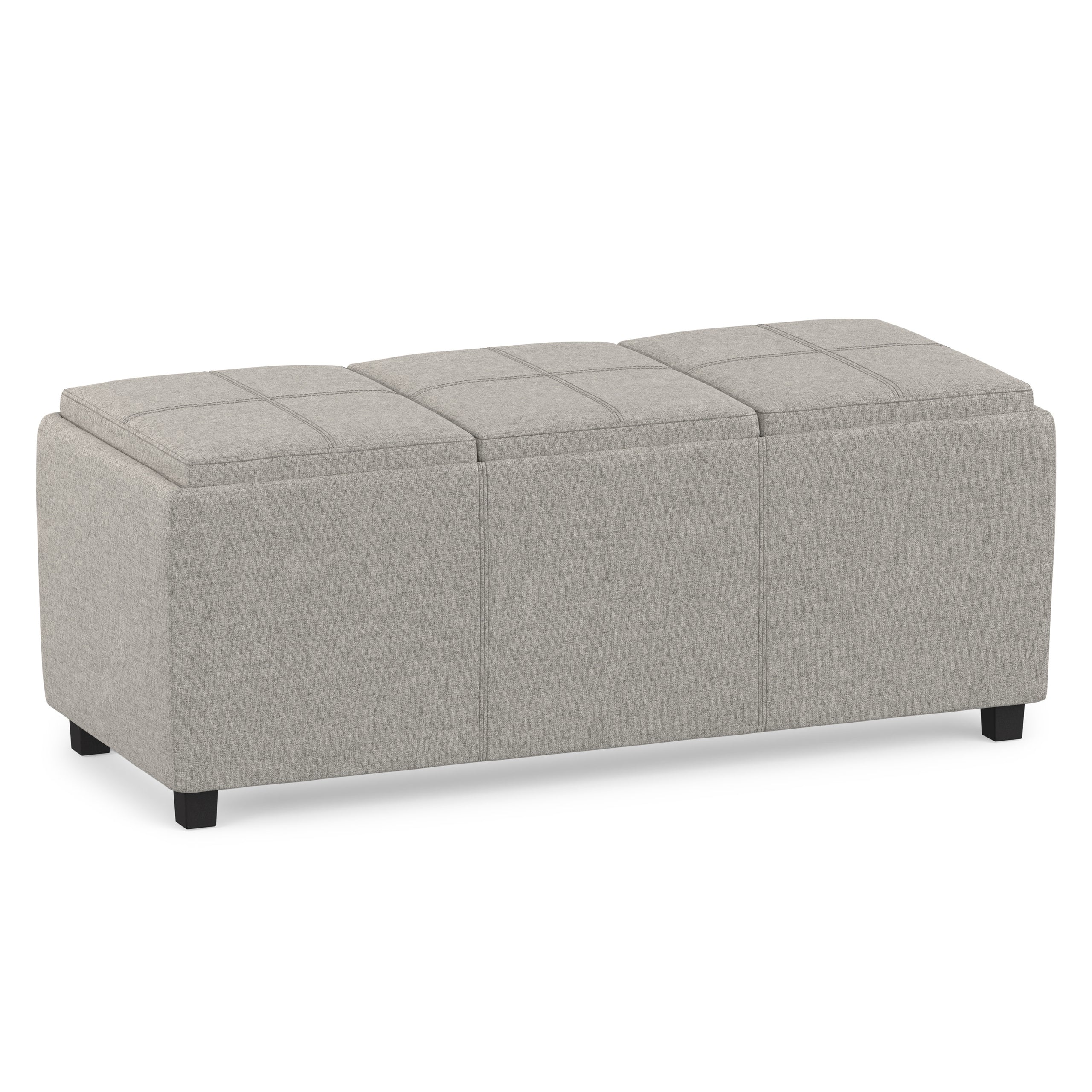 Cloud Grey Linen Style Fabric | Avalon 3 Trays Ottoman in Linen
