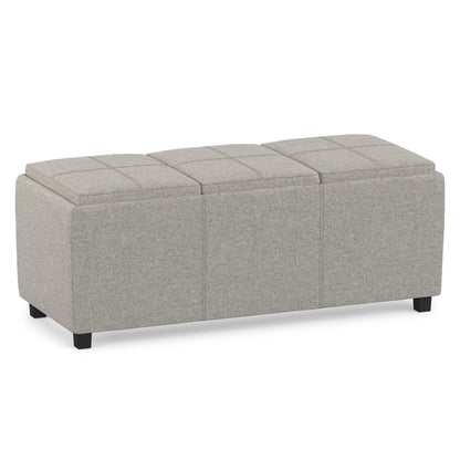 Cloud Grey Linen Style Fabric | Avalon 3 Trays Ottoman in Linen