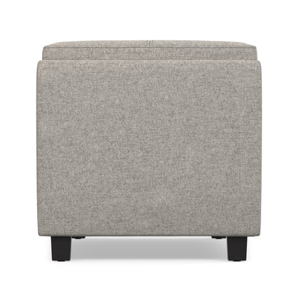 Cloud Grey Linen Style Fabric | Avalon 3 Trays Ottoman in Linen