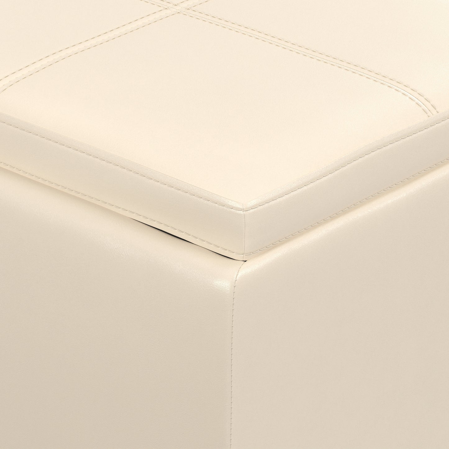Satin Cream Vegan Leather | Avalon 3 Trays Ottoman in Vegan Leather