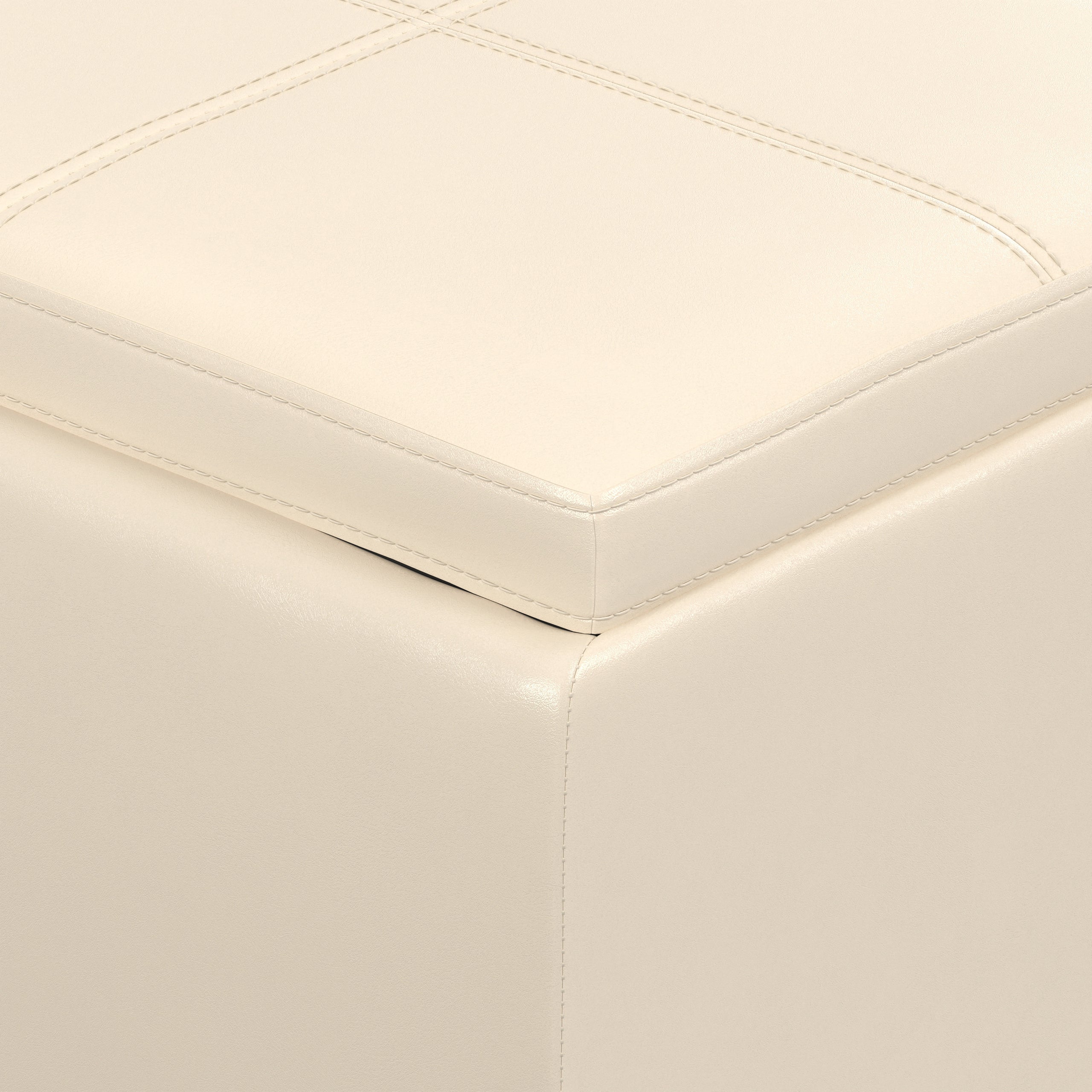 Satin Cream Vegan Leather | Avalon 3 Trays Ottoman in Vegan Leather