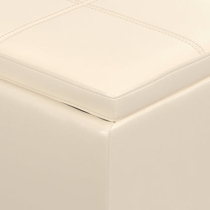 Satin Cream Vegan Leather | Avalon 3 Trays Ottoman in Vegan Leather