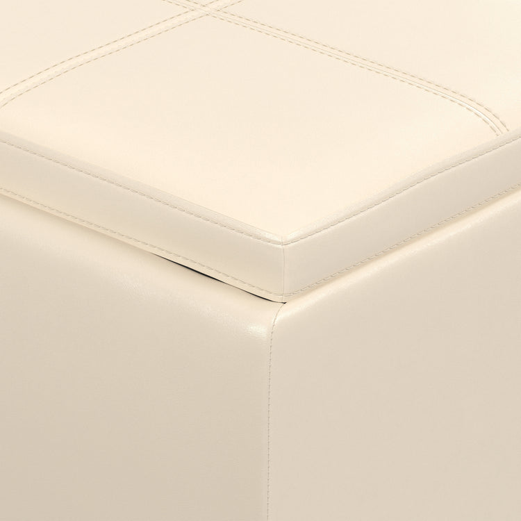 Satin Cream Vegan Leather | Avalon 3 Trays Ottoman in Vegan Leather