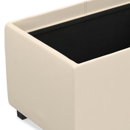 Satin Cream Vegan Leather | Avalon 3 Trays Ottoman in Vegan Leather