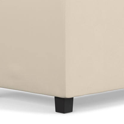 Satin Cream Vegan Leather | Avalon 3 Trays Ottoman in Vegan Leather