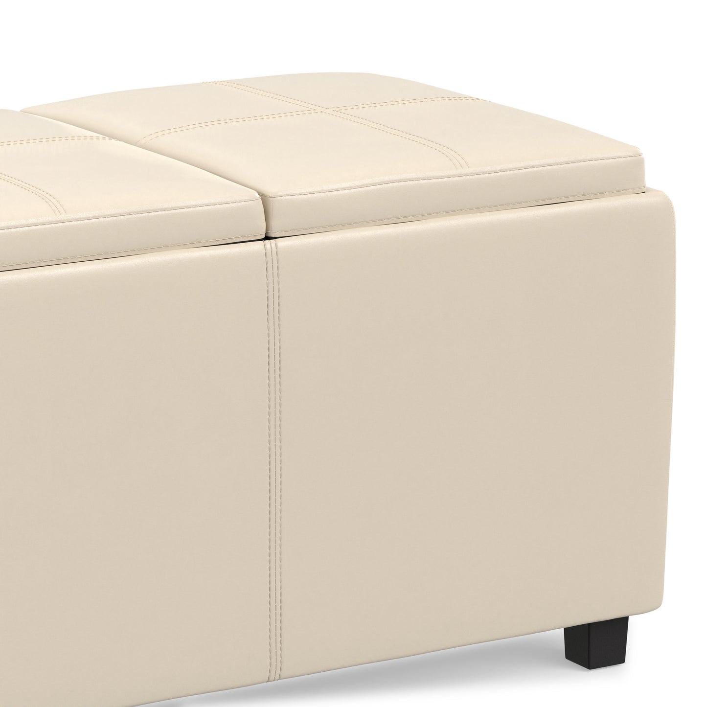 Satin Cream Vegan Leather | Avalon 3 Trays Ottoman in Vegan Leather