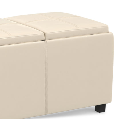 Satin Cream Vegan Leather | Avalon 3 Trays Ottoman in Vegan Leather