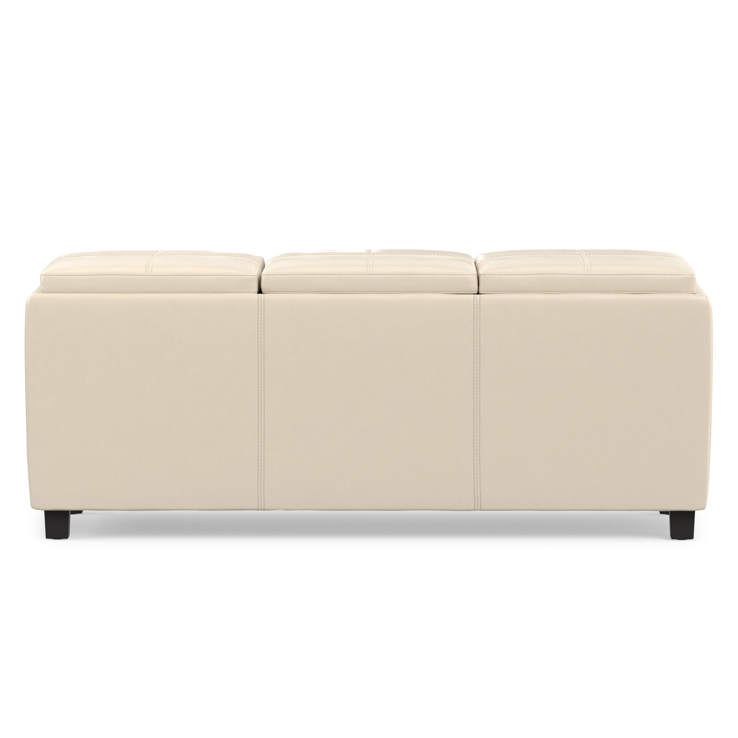 Satin Cream Vegan Leather | Avalon 3 Trays Ottoman in Vegan Leather
