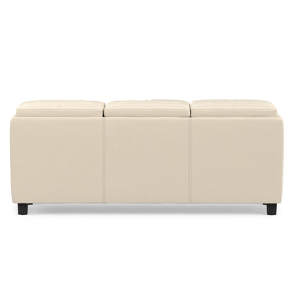 Satin Cream Vegan Leather | Avalon 3 Trays Ottoman in Vegan Leather