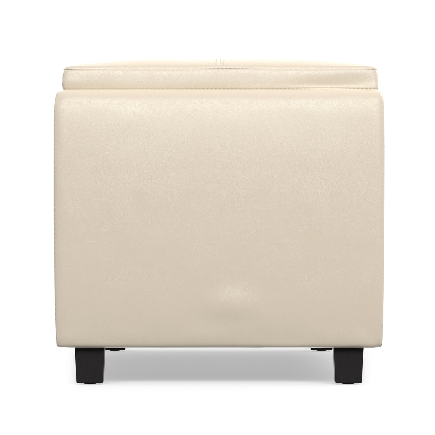 Satin Cream Vegan Leather | Avalon 3 Trays Ottoman in Vegan Leather