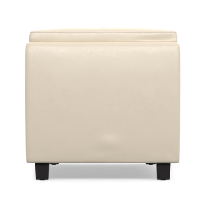 Satin Cream Vegan Leather | Avalon 3 Trays Ottoman in Vegan Leather