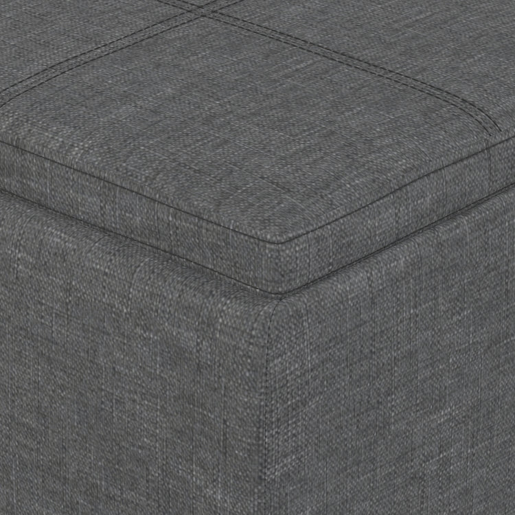 Slate Grey Linen Style Fabric | Avalon 3 Trays Ottoman in Linen