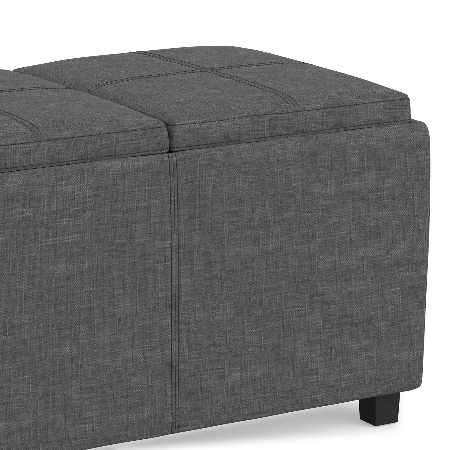 Slate Grey Linen Style Fabric | Avalon 3 Trays Ottoman in Linen