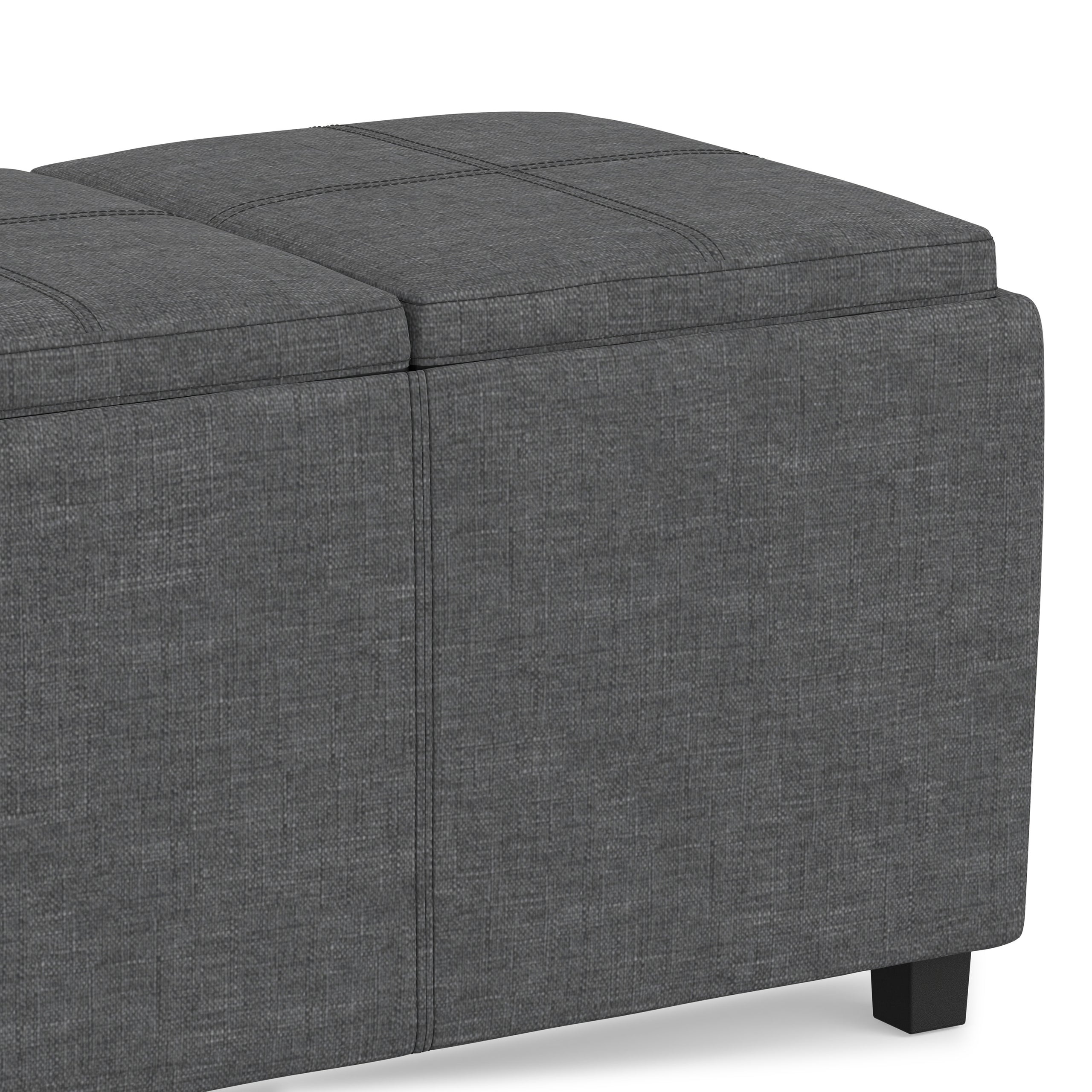Slate Grey Linen Style Fabric | Avalon 3 Trays Ottoman in Linen