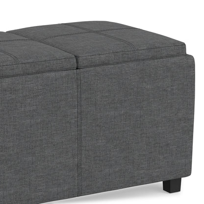 Slate Grey Linen Style Fabric | Avalon 3 Trays Ottoman in Linen