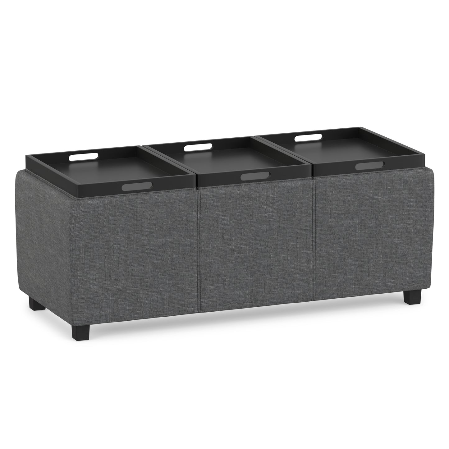 Slate Grey Linen Style Fabric | Avalon 3 Trays Ottoman in Linen
