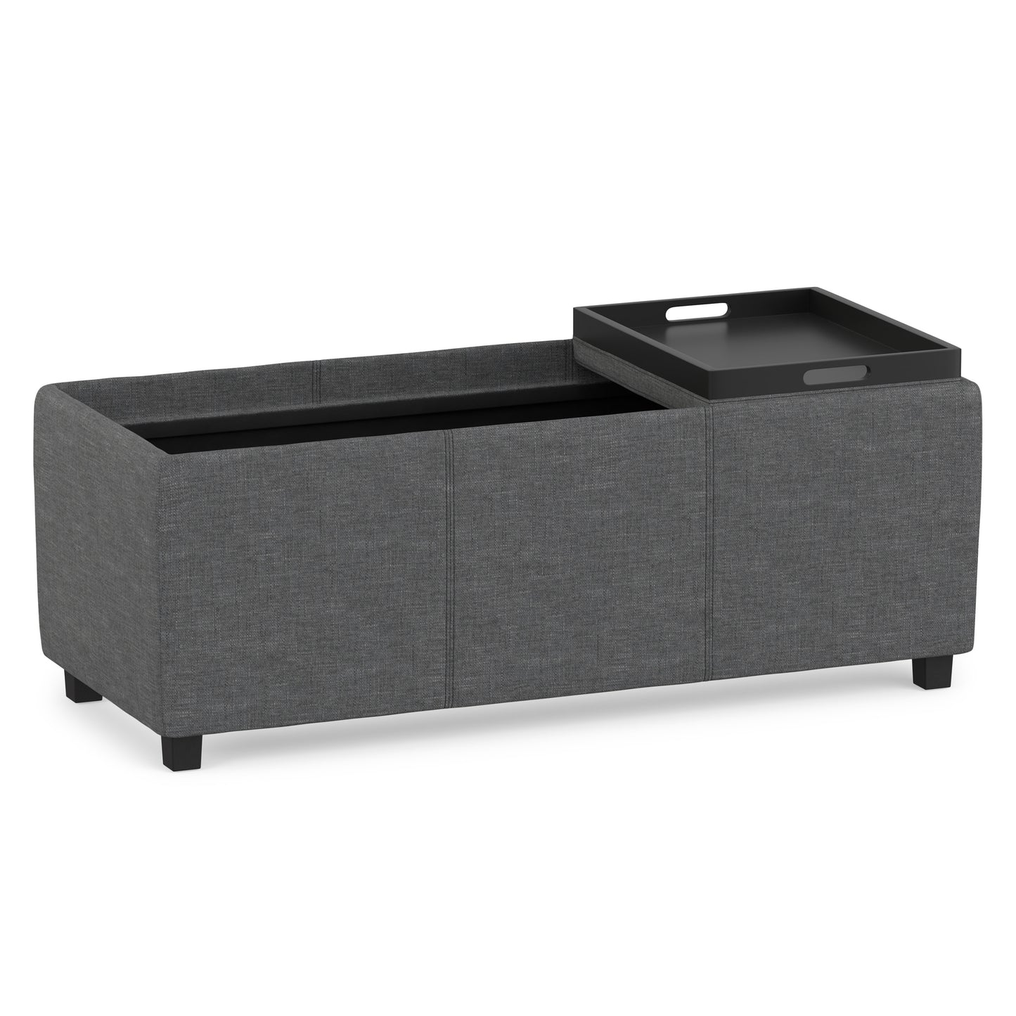 Slate Grey Linen Style Fabric | Avalon 3 Trays Ottoman in Linen