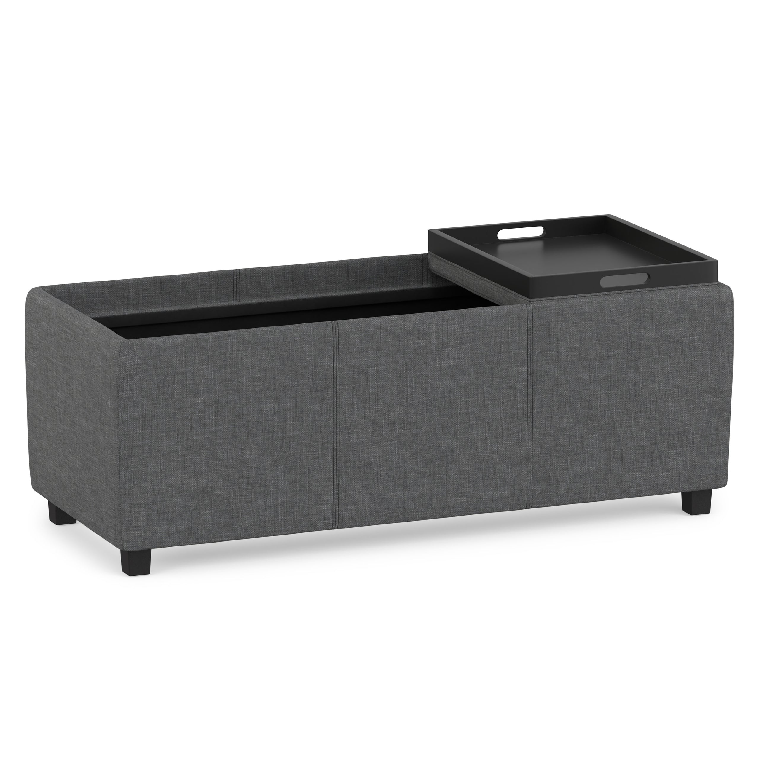 Slate Grey Linen Style Fabric | Avalon 3 Trays Ottoman in Linen