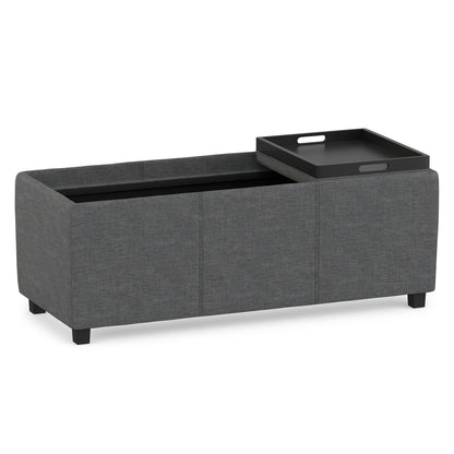 Slate Grey Linen Style Fabric | Avalon 3 Trays Ottoman in Linen