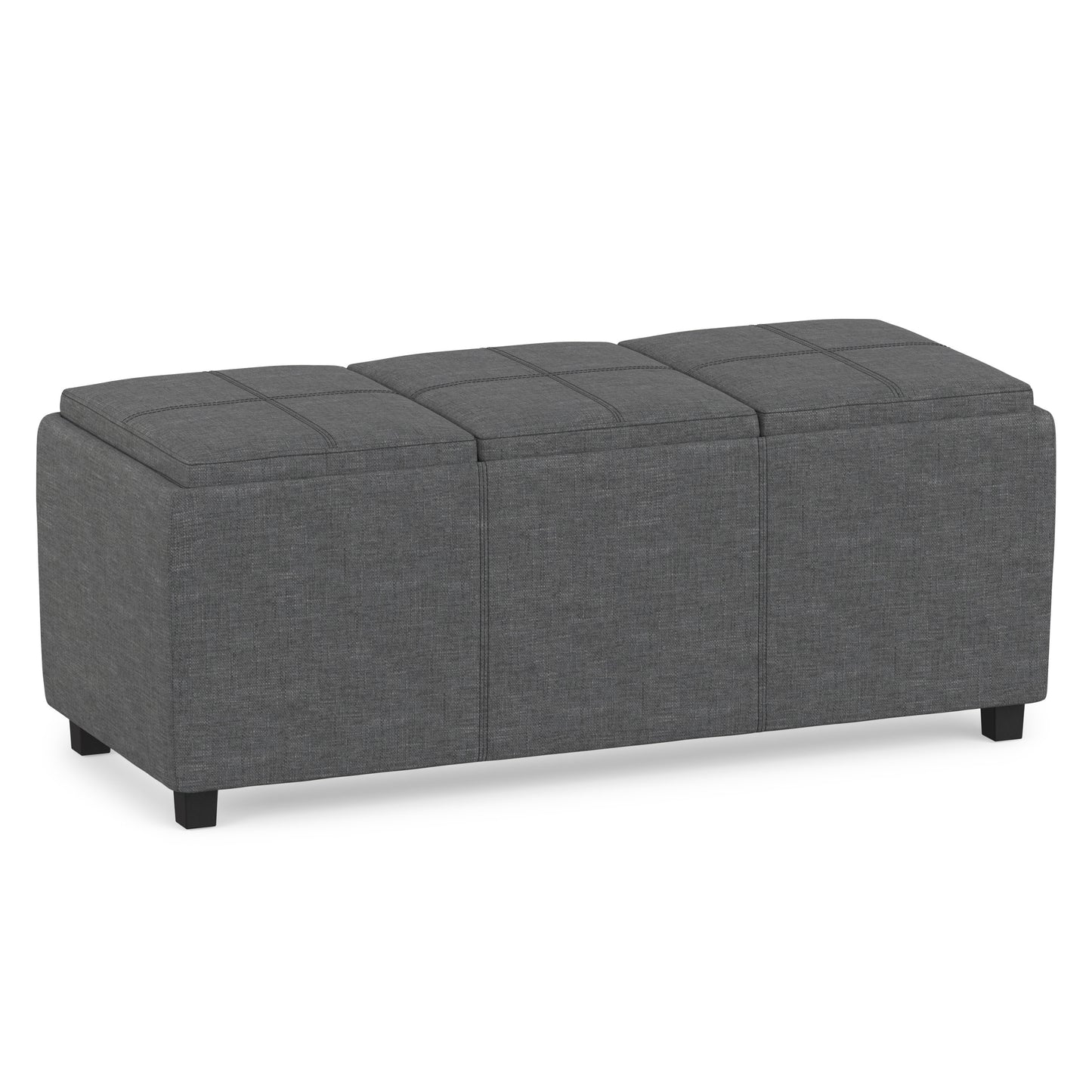 Slate Grey Linen Style Fabric | Avalon 3 Trays Ottoman in Linen
