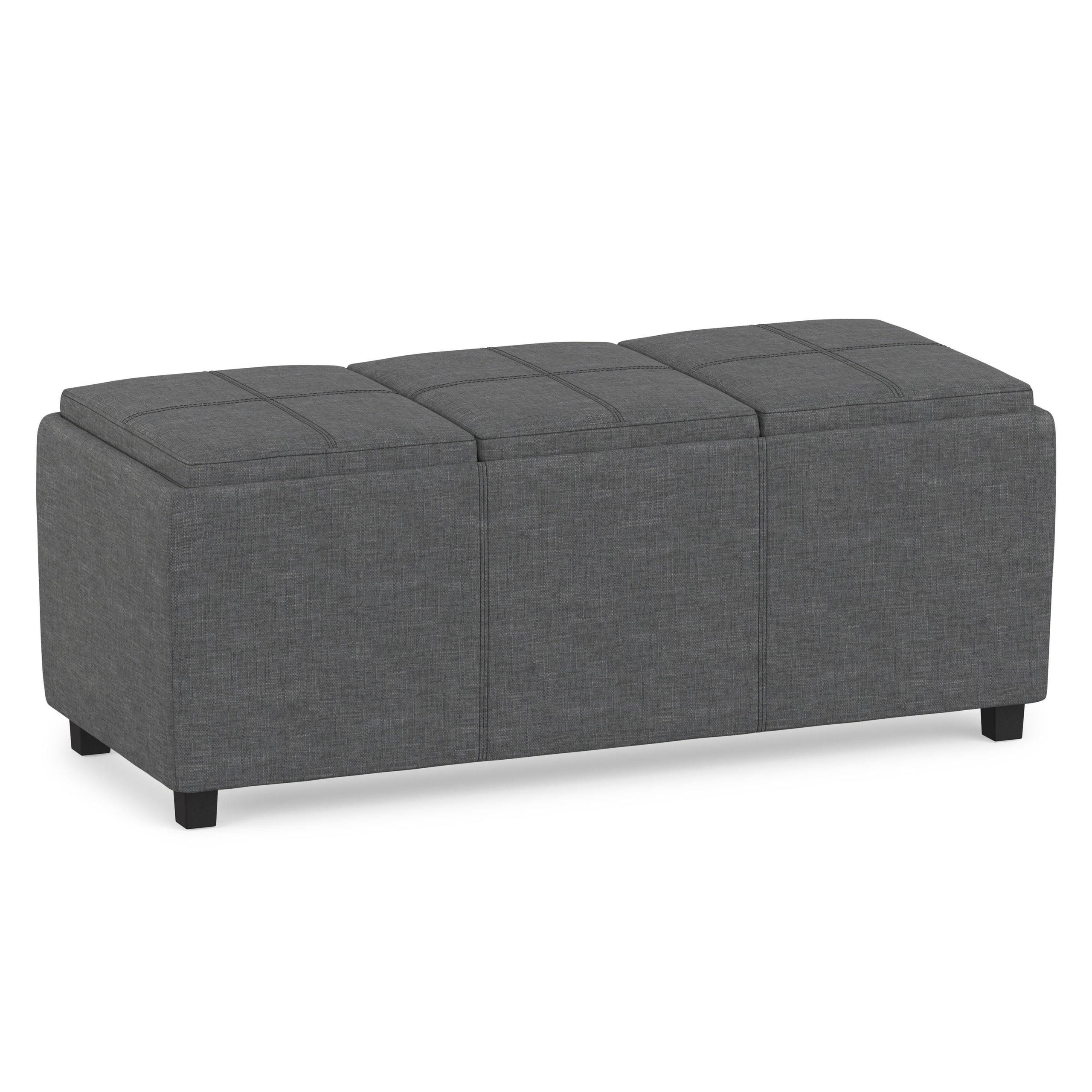 Slate Grey Linen Style Fabric | Avalon 3 Trays Ottoman in Linen