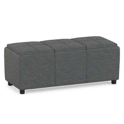 Slate Grey Linen Style Fabric | Avalon 3 Trays Ottoman in Linen