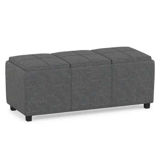 Slate Grey Linen Style Fabric | Avalon 3 Trays Ottoman in Linen
